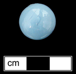 18QU124 - Machine made glass marble, single color blue opaque.  These marbles occasionally have minor swirling patterns due to incomplete mixing of the glass.  Introduced in early 1920s and continuing production to present (Randall and Webb 1988:34-35) - click image to see larger view.